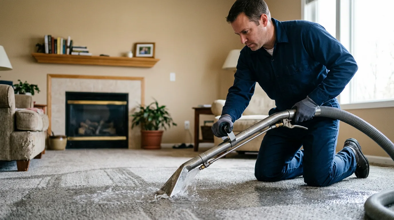 Water damage restoration technician working near Prospect Park, PA